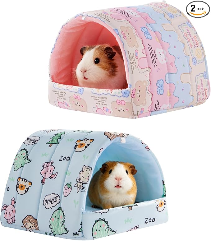 2 PCS Guinea Pig Hideout Guinea Pig House Guinea Pig Bed, Washable Hamster House Small Animal Cage Accessories for Mouse Chinchillas Hamsters Hedgehogs Ferrets Bearded Dragons and Rats