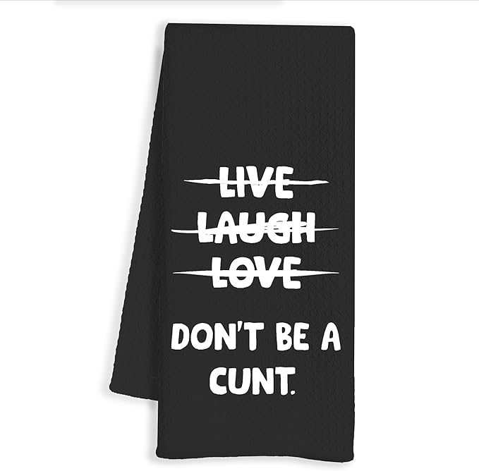 Black Funny Kitchen Towels, Funny Hand Towel for Bathroom Decor, Dont Be A Cunt, Adults Humor Gifts for Women, 16x24 Inch