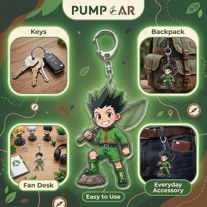 PumpCar Acrylic Keychain Double-Sided Charm Key Ring with Metal Clip Backpack Charm Bag and Car Key Accessory Collectible