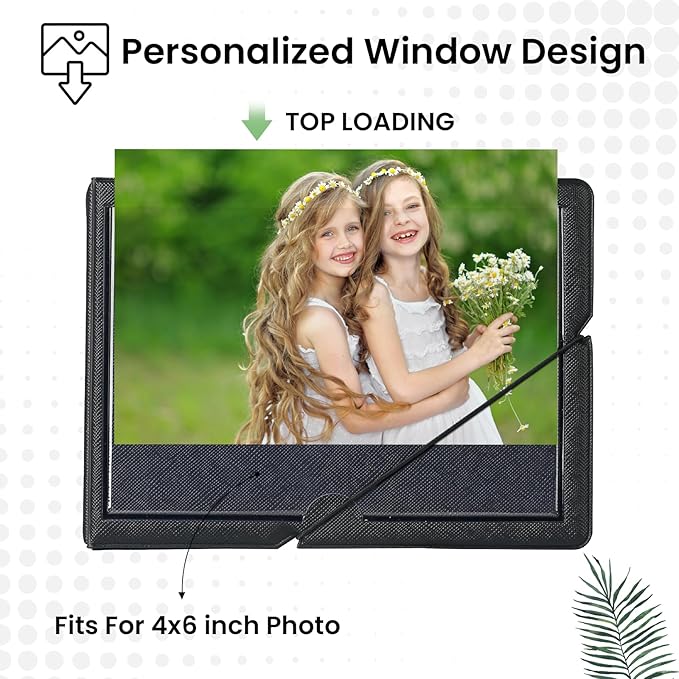Lifting Small Photo Album 4x6 Holds 40 Photos with Customizable Cover，Mini Leather Picture Album Book for Wedding，Family，Baby Memories (Black)