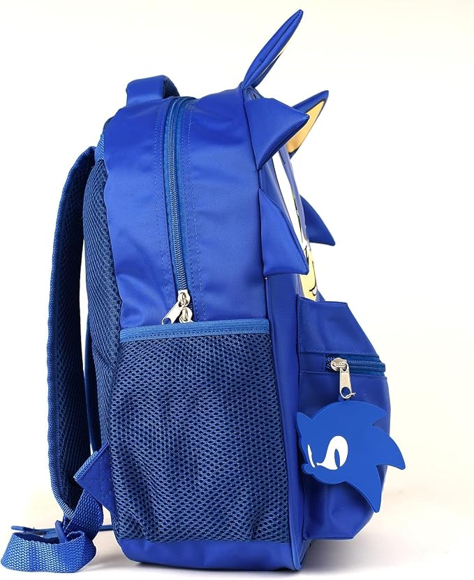 AI ACCESSORY INNOVATIONS Sonic Backpack for Boys & Girls, Bookbag with Adjustable Shoulder Straps & Padded Back,16 Inch Schoolbag with 3D Features, Blue