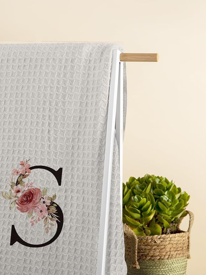 Kitchen Towel, Personalized Gifts Mode Monogram Letter S Kitchen Towels for Kitchen Dinning Bathroom, Christmas Birthday Gifts for Women, Kitchen Towel and Dishcloths Sets 16×24 Inches