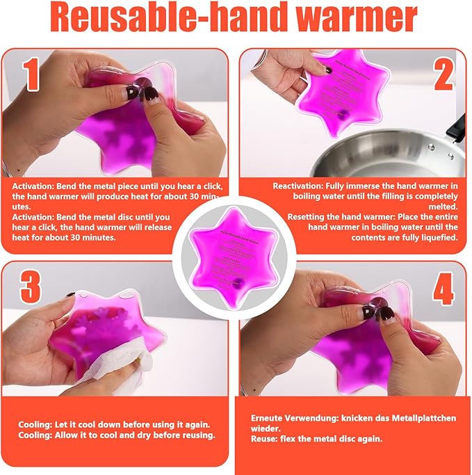 Instant Reusable Hand Warmer - Click Heat Pack for Winter Outdoor Activities - Long Lasting Warmth Perfect for Cold Hands Ideal for Cold Weather, Skiing, Camping & Gifts
