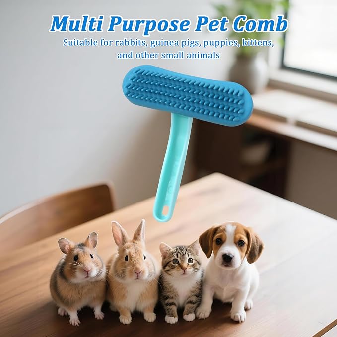 Guinea Pig and Bunny Brush, Beauty Silicone Brush, Soft Smoothing Dog Brush, Shedding Season Helps Untangle Mats and Comb Loose Fur for Chinchillas, Bunnys, Guinea Pigs and Puppies (Blue)