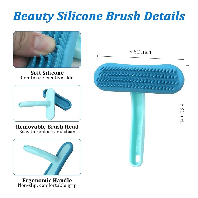 Guinea Pig and Bunny Brush, Beauty Silicone Brush, Soft Smoothing Dog Brush, Shedding Season Helps Untangle Mats and Comb Loose Fur for Chinchillas, Bunnys, Guinea Pigs and Puppies (Blue)