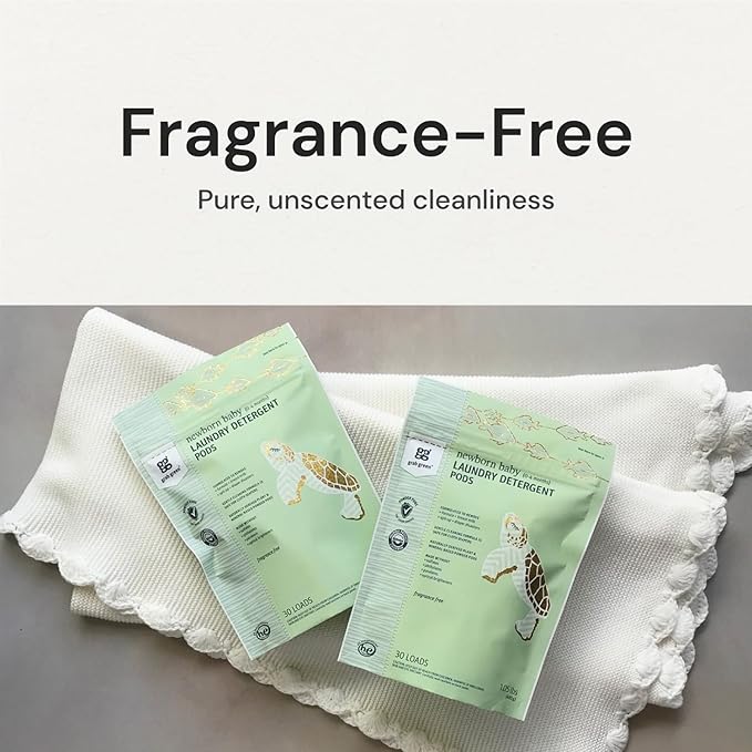 Grab Green Newborn Baby Laundry Detergent Pods, 30 Loads, Fragrance Free, Mineral Based, Non-Toxic, Stain Remover