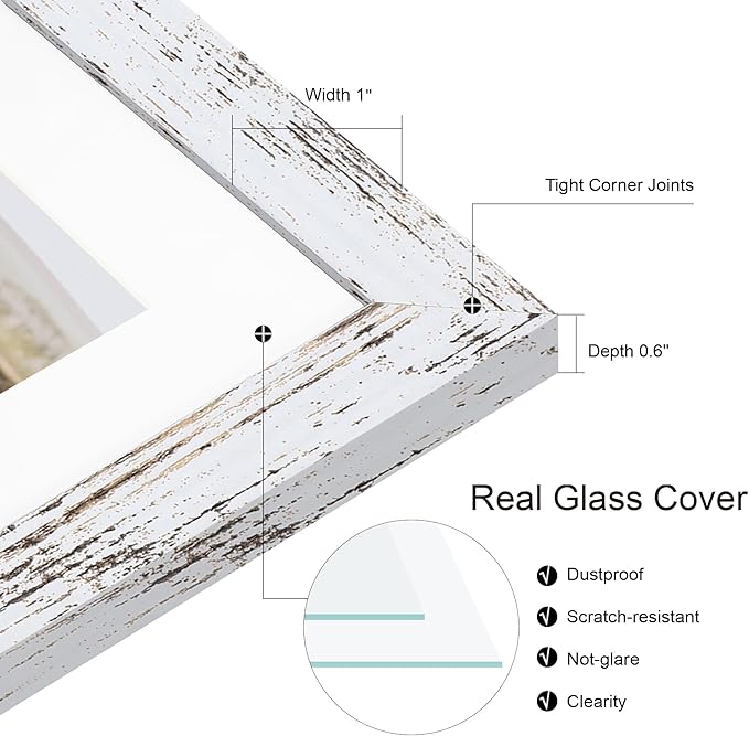 13x39 Puzzle Frame 2 Packs, Real Glass and Distressed White Wood Frame, Display Panoramic 13 x 39 Picture Frames - Horizontal or Vertical Wall Mounting