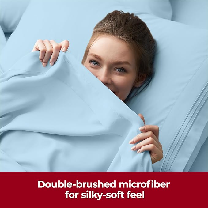 Mellanni Extra Deep Twin Sheets - 3 PC Iconic Collection Bedding - Hotel Luxury, Ultra Soft, Cooling Bed Sheets - Wrinkle, Fade, Stain Resistant (Twin, Aqua)