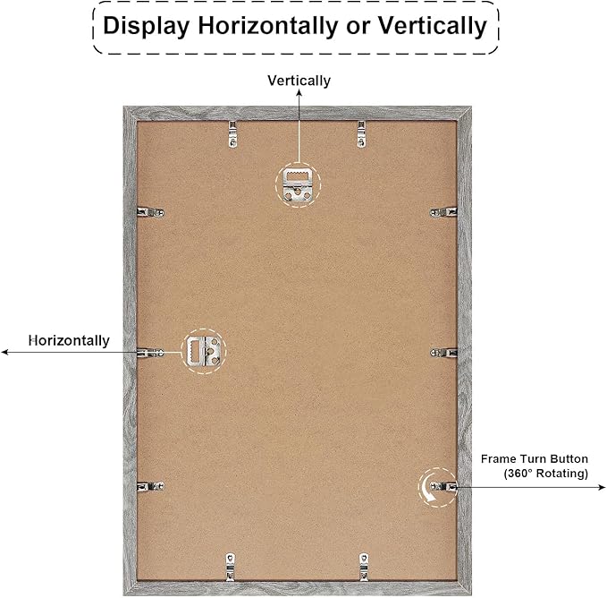 13.5x19.5 Collage frame with 9 Openings 4X6 Pictures, Multiple Picture Frame with Mat, Wall or Tabletop Decor, Grey Wood Grain,2 Pack