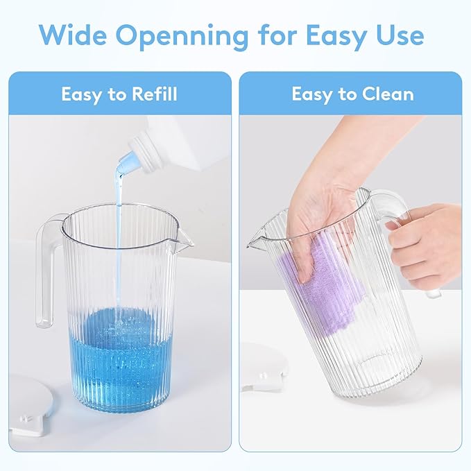 Lifewit Plastic Laundry Detergent Dispenser with Handle, 51oz Detergent containers with Fully Covered Dustproof Lid, 8 Lables, Softener, Beads Container for Laundry Room Organization, Clear, 3 Pack