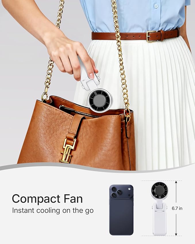 Portable Handheld Turbo Fan - 5 Gear High Speed 4000mAh Rechargeable Mini Personal Hand Fan Blow Cold Air, Battery Operated Travel Essentials, Beach Vacation, Gifts for Women, Men (White)
