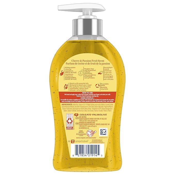 Softsoap Joyful Liquid Hand Soap, Paraben Free, pH Balanced, Cherry and Passion Fruit Scent, 11.25 fl oz Pump Bottle, 6 pack