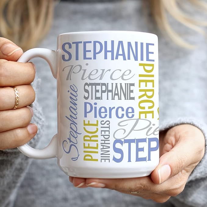 Let's Make Memories Personalized Your Name Signature Mug - Custom 15oz Coffee Mug - Stocking Stuffer - For Christmas -Blue/Orange