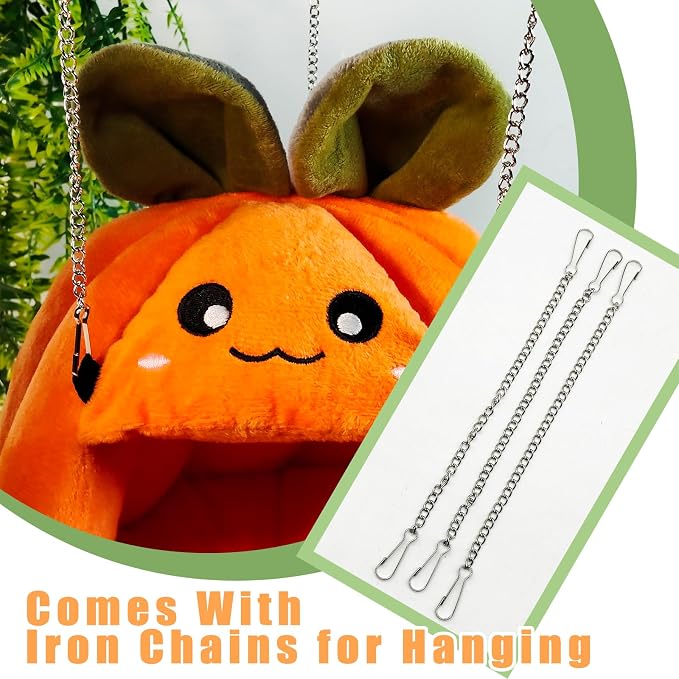 Guinea Pig Hideout, Cute Carrot Shape Bunny Bed with Warm Fleece Washable Hamster Bed Rat Cage Accessories Small Animal Houses for Dwarf Rabbit Chinchilla Hedgehog (M)