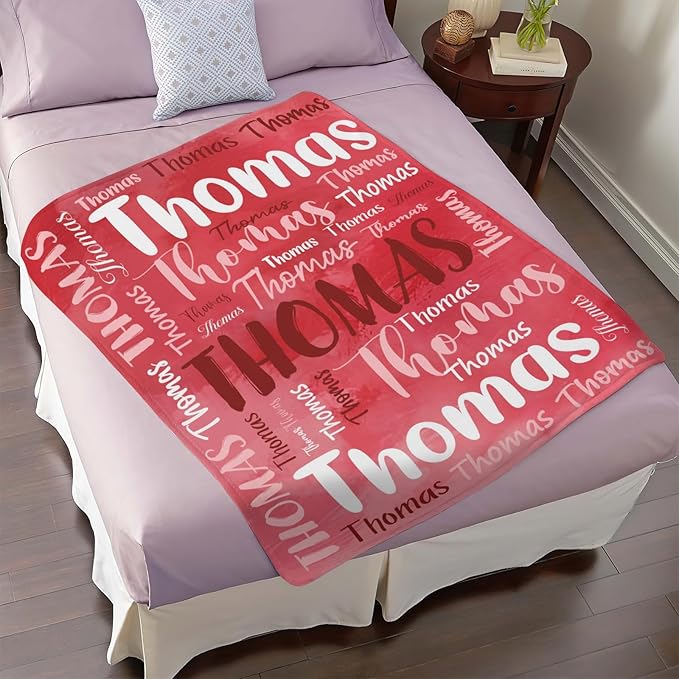 Personalized Custom Baby Blanket with Name for Girls Boys Kids Customized Flannel Blanket for Bed Nursery Room Baby Stroller