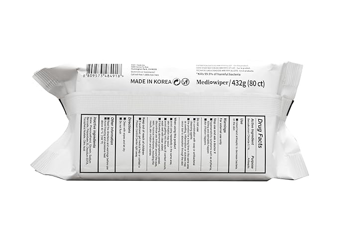 MEDIWIPER 80ct Unscnted Alcohol-Free Hand Sanitizing Wipes, Antibacterial Wet Wipe, Hand Sanitizer (160 Wipes (80 * 2))