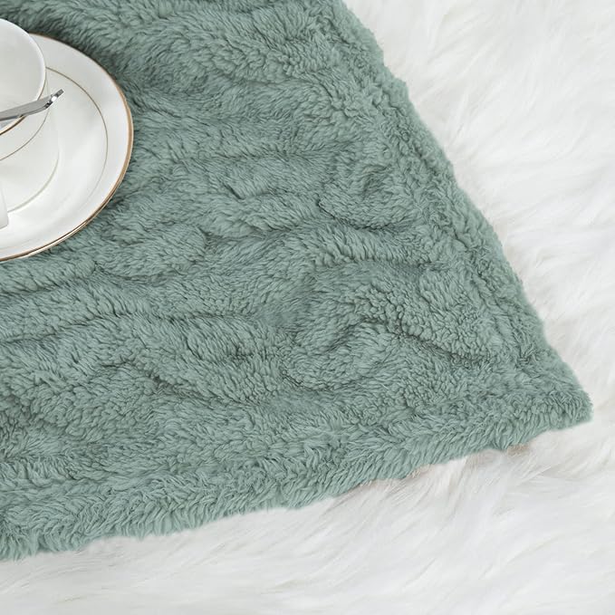 HOMRITAR Baby Blanket for Boys or Girls 3D Fluffy Fuzzy Blankets for Baby, Soft Warm Cozy Flannel Fleece Warm Infant or Newborn Receiving Blanket 330GSM (30 x 40 Inch, Green-celadon)