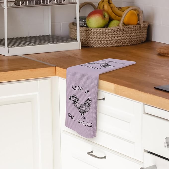 Chicken Kitchen Towels Funny Pink Dish Towel with Sayings 16x24 Inches, Chicken Lovers Gifts Decorative Absorbent Dishcloths Tea Towels for Kitchen Bathroom Decor, Humorous Gifts for Women Men