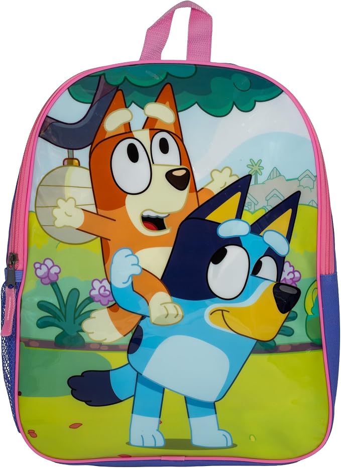 AI ACCESSORY INNOVATIONS Bluey & Bingo Kids Backpack, Elementary School Girls Book Bag with Padded Straps, Purple