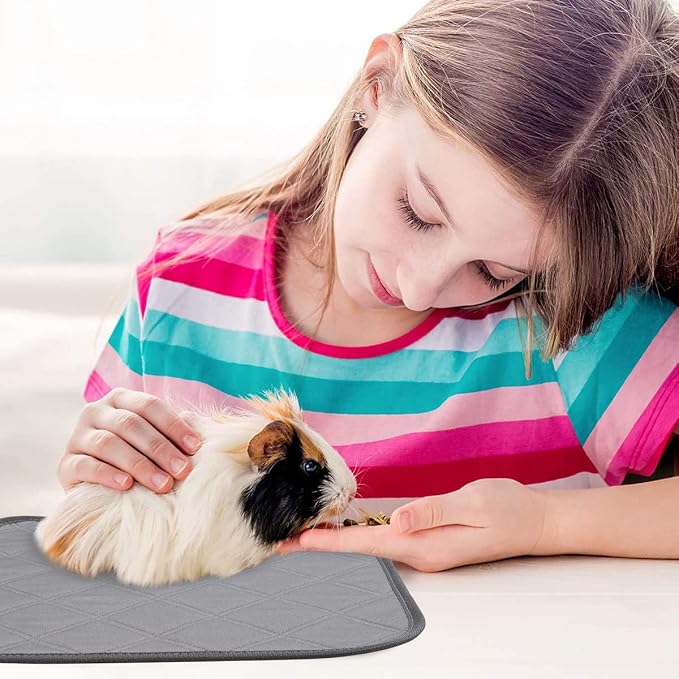 6 Pack Guinea Pig Cage Liners Washable Pee Pads Training Pads, Reusable Pee Pads Non Slip Absorbent Mat for Small Animals, Cats, Rat, Dogs, Bunny(12" x 12")