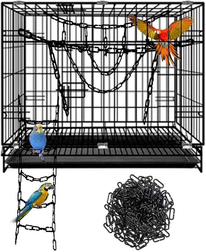 600Pcs Black C-Clips Plastic Chain Links for Birds & Small Pets | Non-Toxic Safe & Durable. Chew-Resistant For Indoor/Outdoor. C-Clip Snaps Together Easily. Plastic Chain Toy For Small Pets