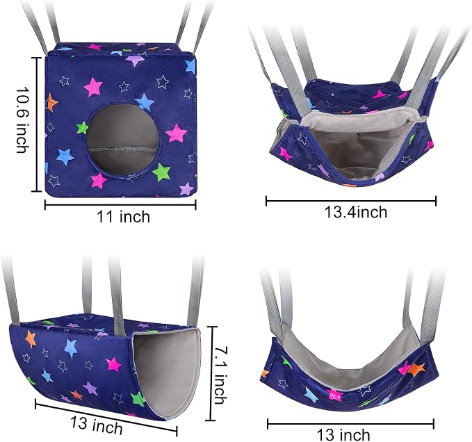 Glittme 4 Pack Cozy Ferret Hammock, Soft Washable Cage Bed for Small Animals