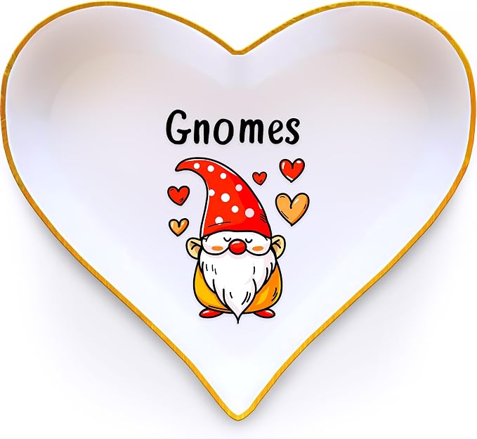 Gnomes Ring Holder Dish Tray, Gifts For Women Teens Girls, Gnomes Lovers Themed Stuff Accessories Things Decor Merch, Home Room Ring Earrings Necklace Organizer Holder!