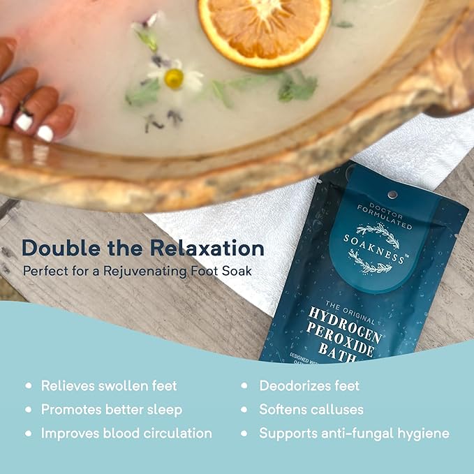 Hydrogen Peroxide Epsom Salt Bath Soak - USA-Made – Patented Bath Salts, Muscle Recovery, & Skin Detoxification – Magnesium Salts for Bathing - Doctor Formulated Pure Epsom Salt (3-Pack)