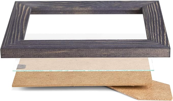 Rustic Wooden Square Picture Frames 8x8 - Set of 2 - 100% Natural Eco Distressed Wood with Real Glass for Wall Mounting and Tabletop Photo Frame - Dark Grey