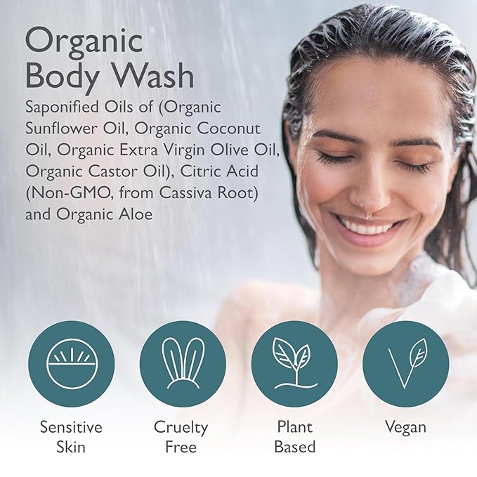 SoCal Suds & Company - 12oz Organic Soap Liquid, Gentle Hand & Body Wash, Body Wash for Men and Women, Made w/Organic Oils & Coconut Oil, Bath Essentials for All Skin Types - 2pk Fragrance-Free