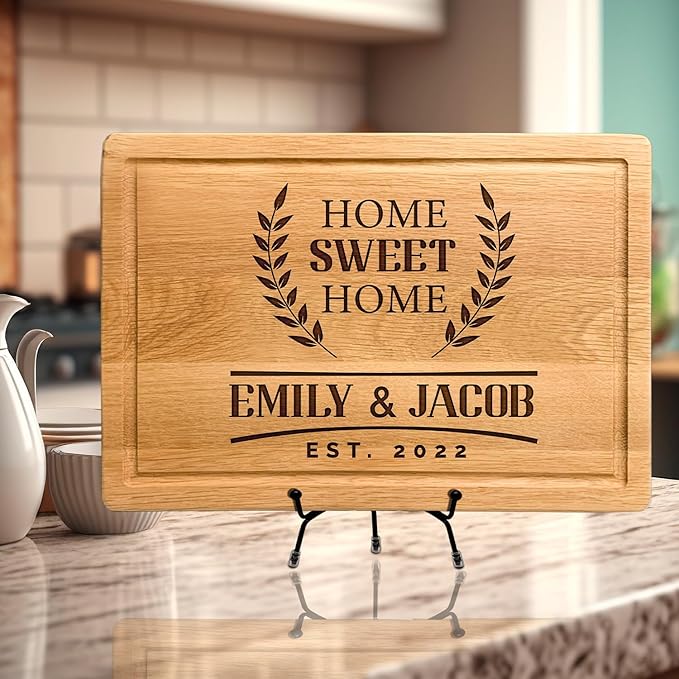 Personalized Cutting Board Gift for Christmas, Home Owner Couple Gift Ideas, Customized Home Sweet Home Bamboo Cutting Board Gift for First Home Buyer, Real Estate Gift, New Home Buyer Gifts