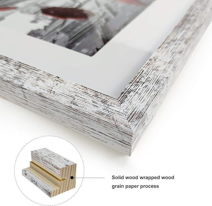 11x11 Picture Frame, Display Pictures 8x8 with Mat or 11x11 without Mat Rustic Style Square Photo Frames for Wall Mounting