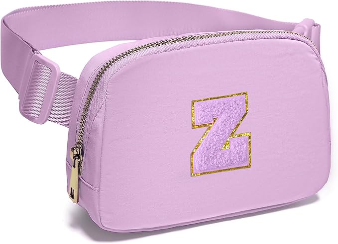 Gitus Gifts for 8 9 10 11 12 Year Old Girls Belt Bag Fanny Pack Crossbody Bags with Initial Letter Patch Cute Stuff Birthday Gifts for Teen Girls Women Personalized Trend Stuff (Lavender-Z)