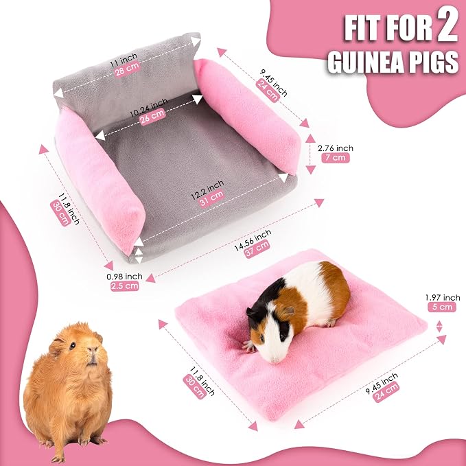Guinea Pig Couch - Guinea Pig Sofa, Removable Cushioned Pillow, Stuffed Arms and Back, Super Cozy, Ideal Bed for Small Pets