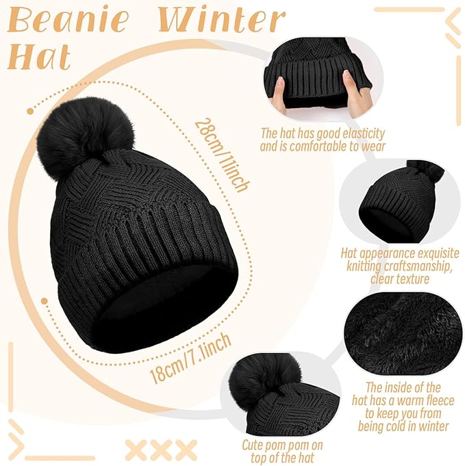 Geyoga 6 Pcs Winter Warm Set for Women Warm Beanies Hats Touchscreen Gloves Long Scarf Ear Muffs Socks Winter Gifts for Women