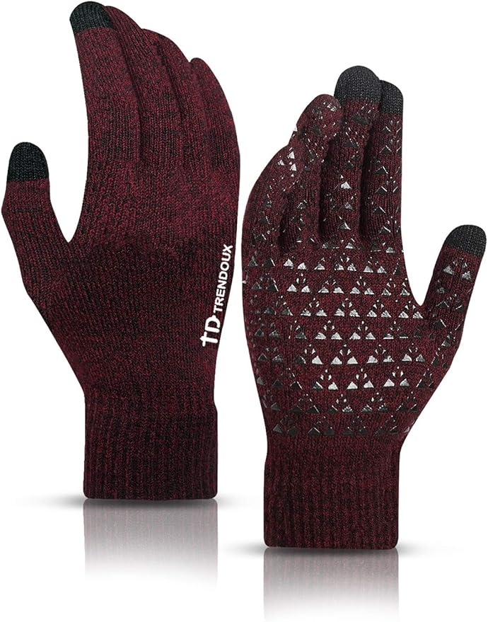 TRENDOUX Winter Gloves for Men Women - Upgraded Touch Screen Cold Weather Thermal Warm Knit Glove for Running Driving Hiking