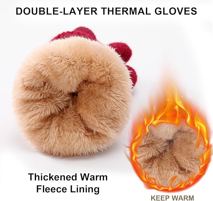 Trifabricy Winter Gloves for Women, Warm Fleece Lined Womens Gloves, Knit Glove for Women, Touchscreen Glove for Cold Weather