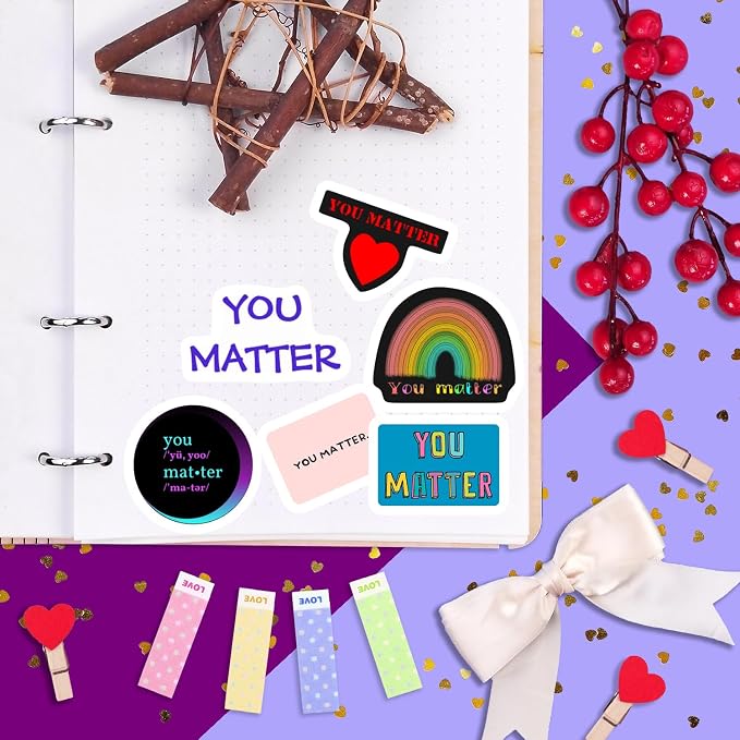 100Pcs You Matter Stickers for Water Bottle and Laptop - Encouragement Party Supplies & Decorations, Waterproof Vinyl Positive Decals, Inspirational Stickers Laptop Decals, Gifts for Women & Men