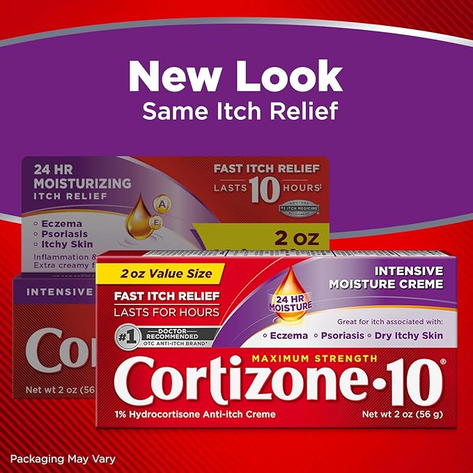 Cortizone 10 Maximum Strength Intensive Moisture Anti-Itch Cream, 1% Hydrocortisone, 2 oz. (Pack of 2)