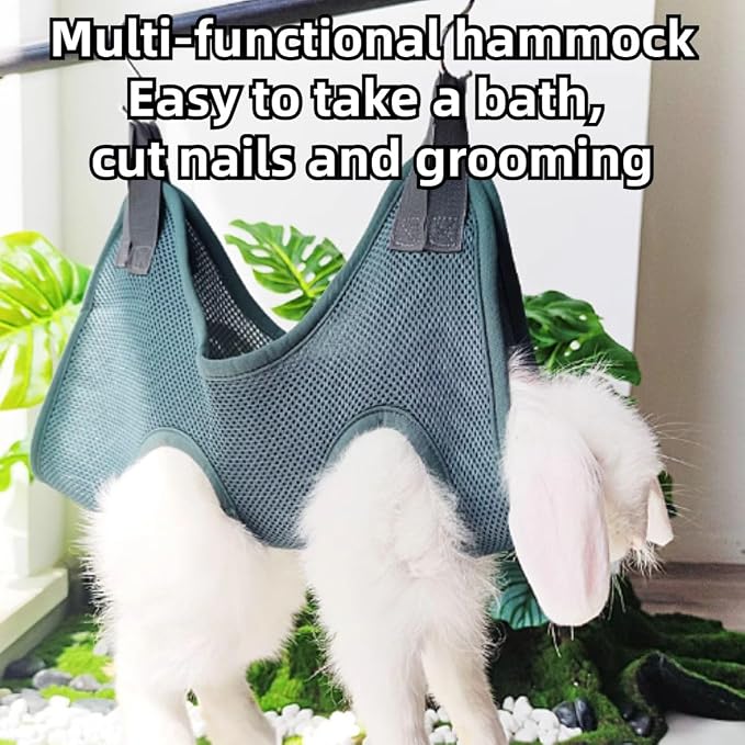 Rabbit Grooming Hammock with Safety Belt for Nail Clipping, Grooming, Bunny Bathing Bag for Nail Trimming, Cat Claw Care Bag, Small Animal Grooming Harness (Red,XX-Small)