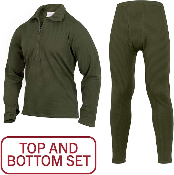 Rothco ECWCS Gen III Mid-Weight Underwear Top & Bottom Set (Level II) Tactical Grid Fleece Thermals