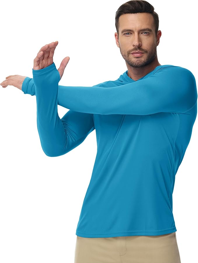 Boladeci Men's UPF 50+ Sun Protection Lightweight Hoodie Shirts Long Sleeve Fishing Shirt SPF UV Hiking Swim
