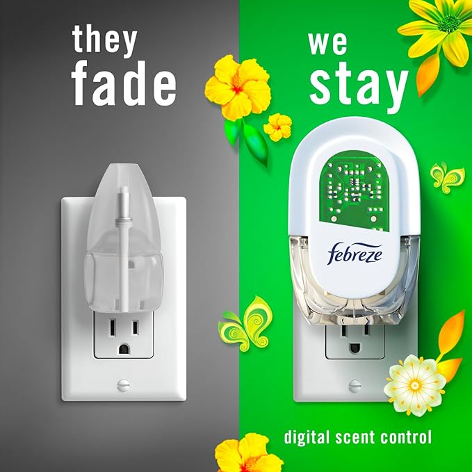 Febreze Odor-Fighting Fade Defy PLUG Air Freshener, Gain Moonlight Breeze, Gain Original, 0.87 fl. oz. Oil Refills, 4 Refills (2 of Each)