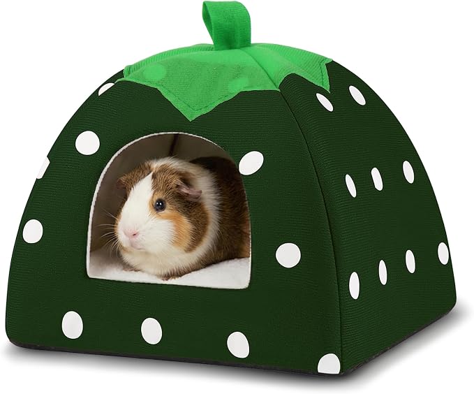 Guinea Pig Bed Rabbit Hideout Warm Fleece Cuddle Cup Washable Sleeping House for Small Animals Pet/Ferret/Chinchilla/Bunny (Drak Green)