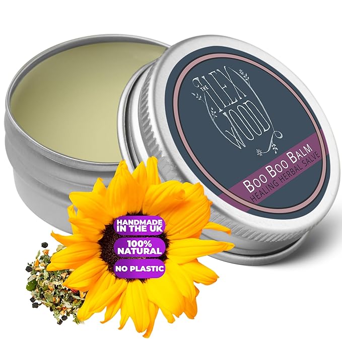 The Ilex Wood - Vegan Herbal Healing Salve Boo Boo Balm - For skin irritation, scrapes, bites and stings, palm oil free, cruelty free, plastic free, handcrafted - 3.38 fl oz (100ml)