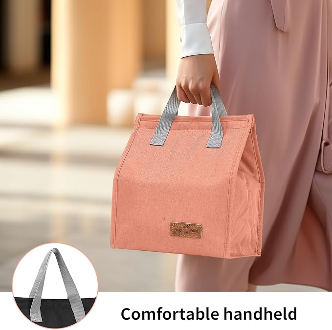 Lunch Bag Insulated, Lunch Box Bag, Reusable Lunch Tote Bag, Lunch Box Container Bag Insulated for Women, Men, Work, Office, Travel- Black