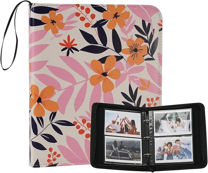 Photo Album 4x6 Pictures,120 Pockets Binder Premium Vegan Leather Cover for Family Wedding Anniversary Baby Kids Vacation. (Exotic Floral)