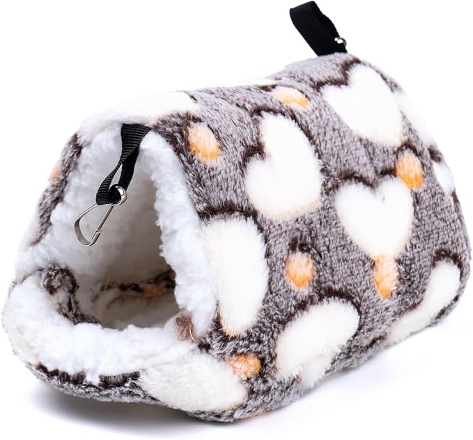 Cozy Hideout House for Small Animals - Soft Washable Bed for Guinea Pigs, Chinchillas, Hamsters and Hedgehogs Warm Comfortable Pet Hideaway with Plush and Fleece for Winter (Coffee)