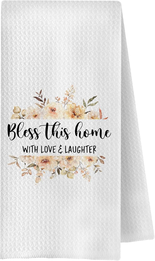 Bless This Home Kitchen Towels, Gifts for Family Dish Tea Towels for Kitchen Decor, House Warming Gifts New Home Decorative Hand Towels for Bathroom, 16x24 Inch