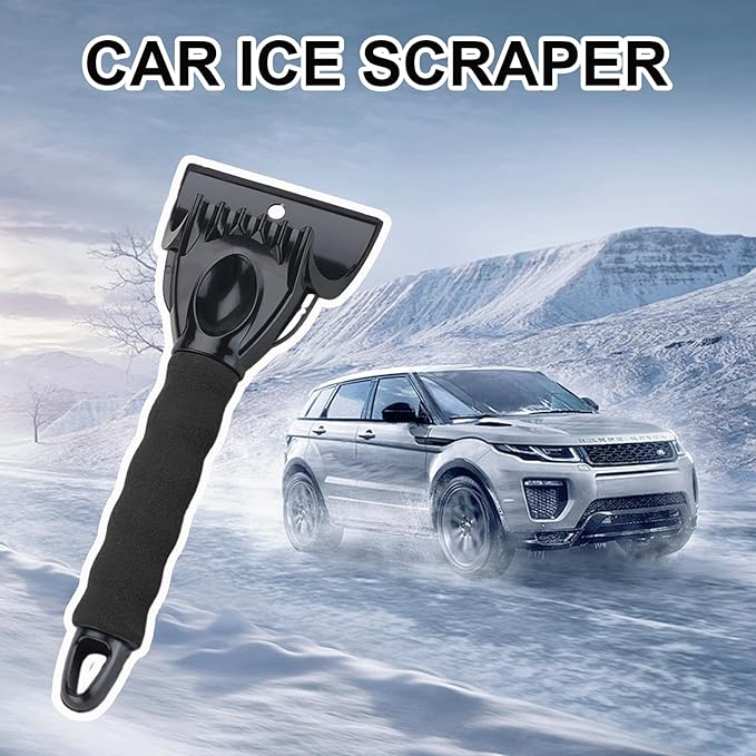 Ice Scraper for Car Windshield, Scratch Free Foam Gripped Windscreen Snow Scraper Frost Ice Crusher, Winter Window Snow Shovel Frost Removal Tool for Car Small Trucks (Black)